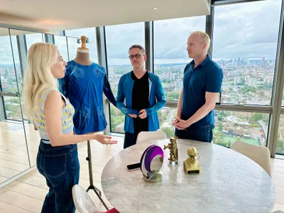 The Lyric&rsquo;s senior director of digital initiatives, Brad Dunn, meets with SoundShirt designers at CuteCircuit in London.