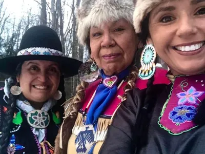 Michigan Anishinaabe women April Lindala, Linda Batiste-Cohen and Michelle Reed