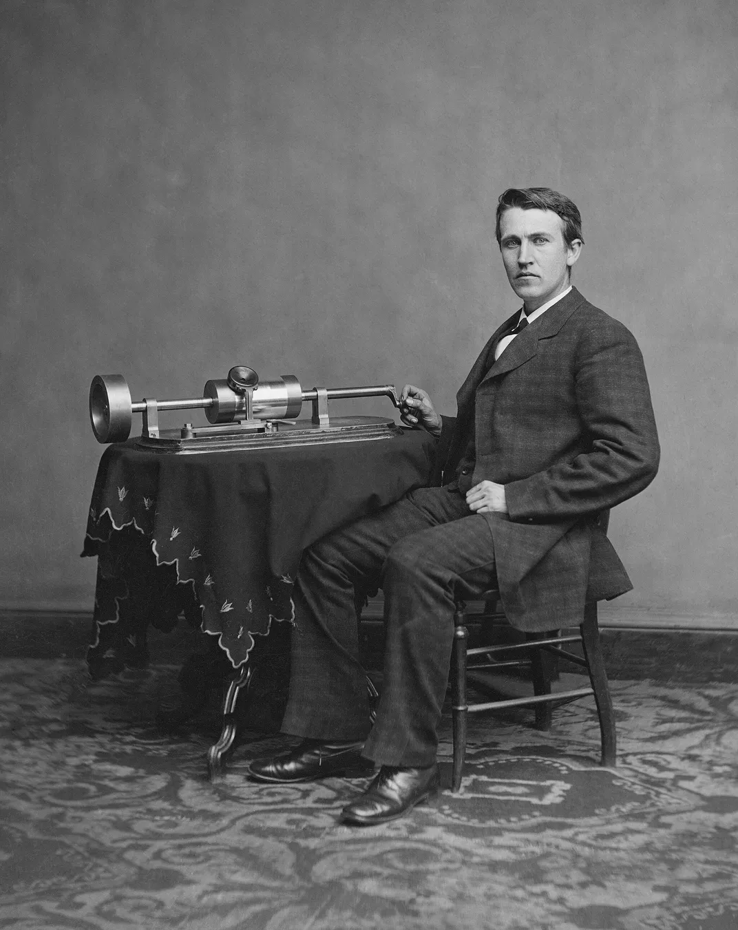 Thomas Edison and his early phonograph