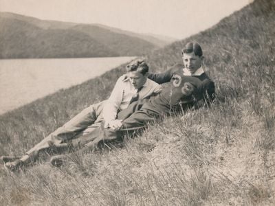 An undated photograph of "Edward and his chum"